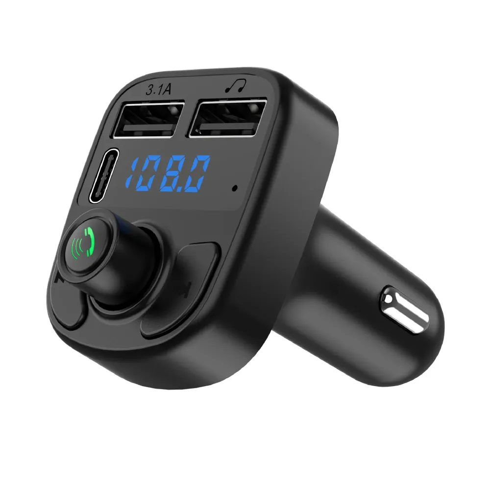 Autós töltő MP3 lejátszóval, Vivimall, Bluetooth 5.0, 5V, 2 x USB, Type C, Fekete