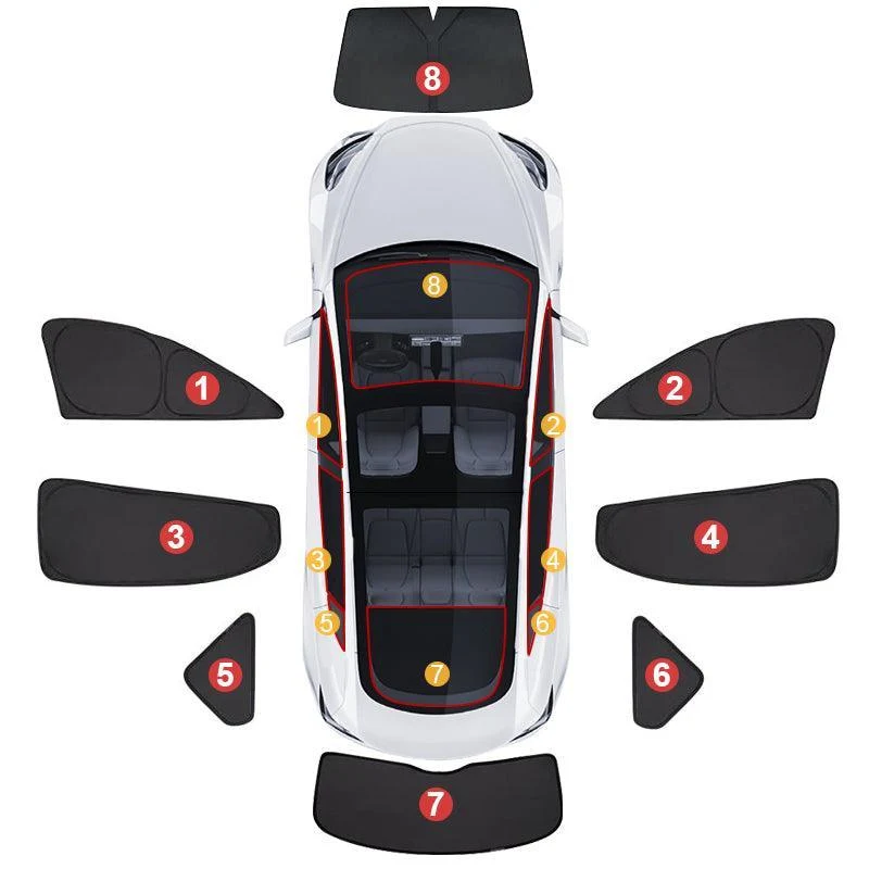 Tesla Model S(2012+) Privát Hőszigetelt Függönyök Ablak Napellenzők - Tesla Kempingautó-kiegészítők napvédelemhez