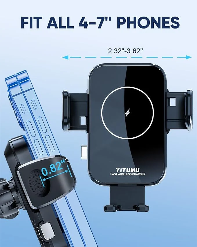 Yitumu A26 Vezeték nélküli Autós Qi Telefontöltő – 15W & Tapadókorong