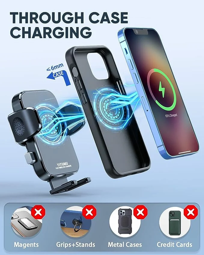 Yitumu A26 Vezeték nélküli Autós Qi Telefontöltő – 15W & Tapadókorong
