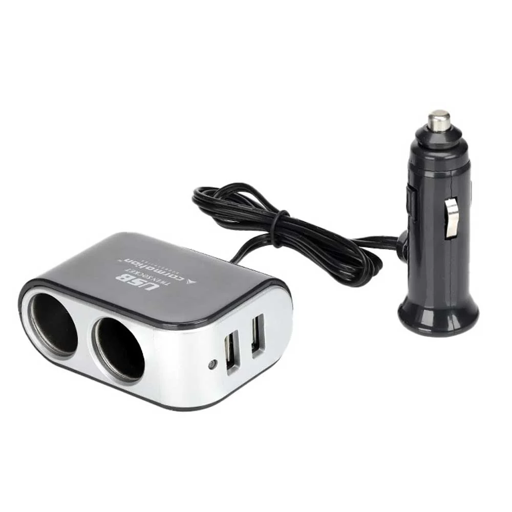 2 aljzatos elosztó 2x USB 3.1A kábellel