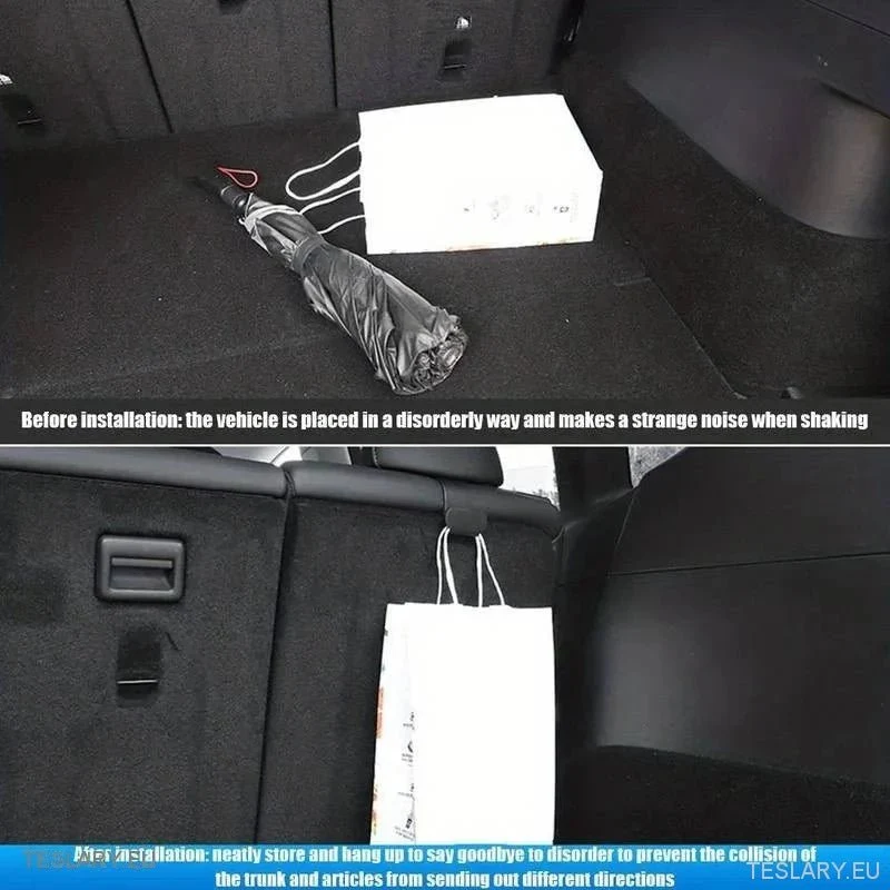 Csomagtartóhorgok Tesla Model Y hátsó ülés fejtámlájához