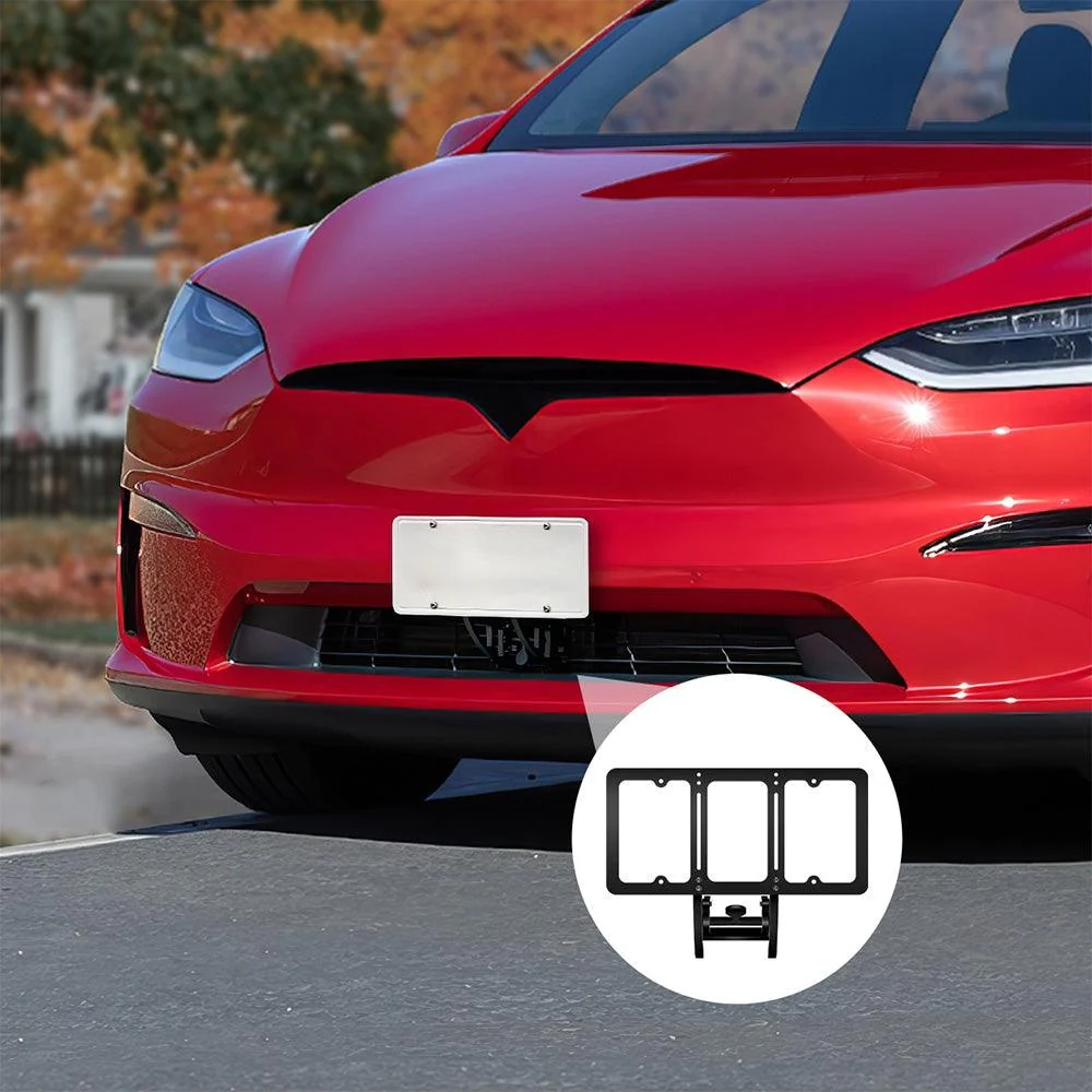 Fúrás nélküli, állítható első rendszámtábla tartó Tesla Model X-hez (2021+)