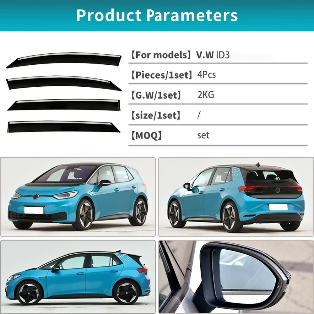 Akril oldalsó ablak esővédők VW ID.3 2021-2025-höz (4 db)