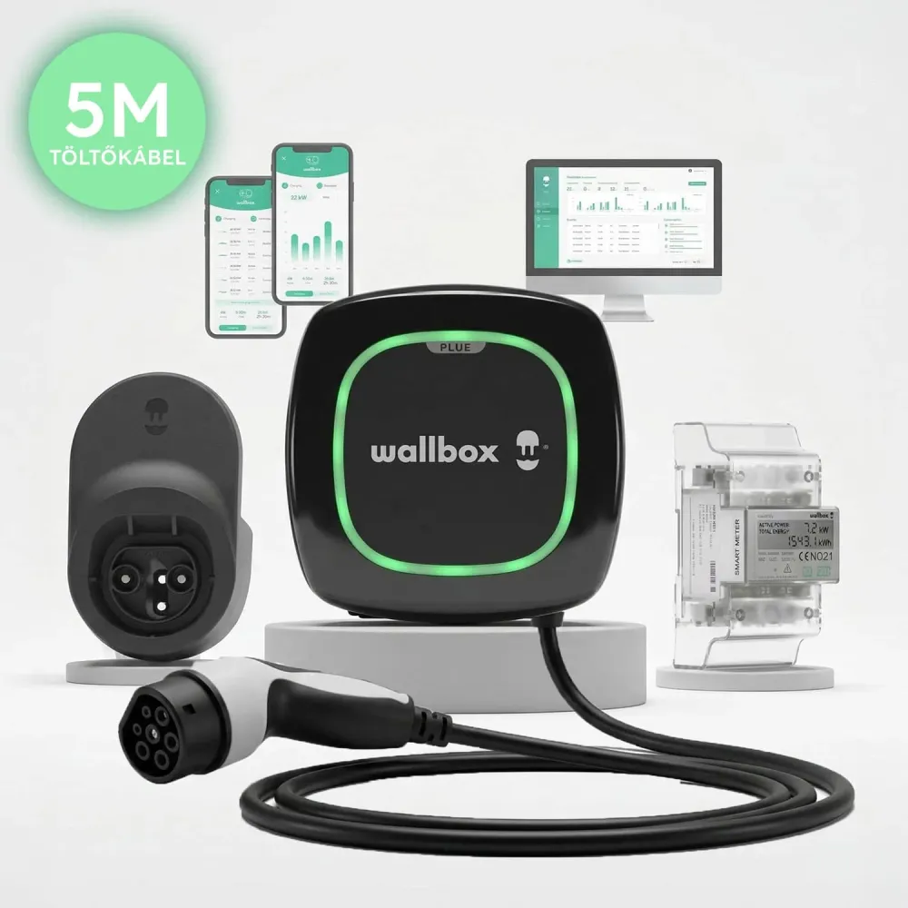 Wallbox Pulsar Plus 22kW + POWER BOOST + Kábel Dock – Fekete - 5m