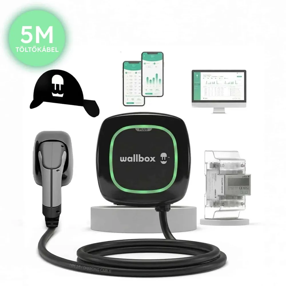 Wallbox Pulsar Plus 22kW + POWER BOOST + Kábeltartó – Fekete - 5m
