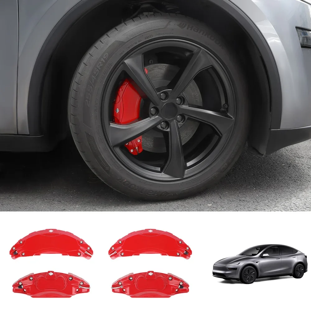 4 darabos piros féknyereg-burkolat készlet Tesla Model Y - Továbbfejlesztett stílus 2025-re és 2025-ös évre Models