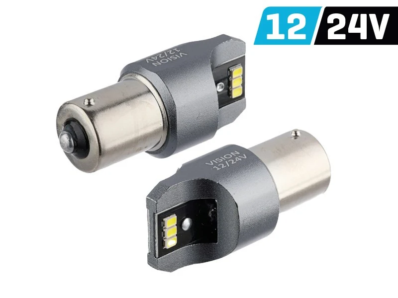 Izzó VISION P21W BA15s 12/24V 6x 3020 SMD LED, nem poláris, CANBUS, fehér. 2 db