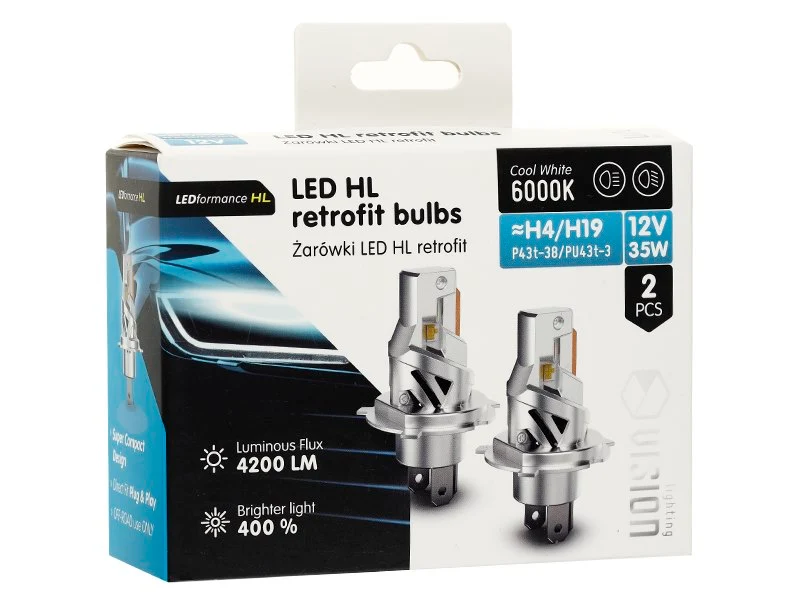 Izzók VISION LED retrofit H4/H19 HL 12V 35W 4200 lm 6000K, 2 db.