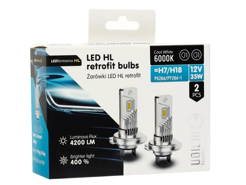 Izzók VISION LED retrofit H7/H18 HL 12V 35W 4200 lm 6000K, 2 db.