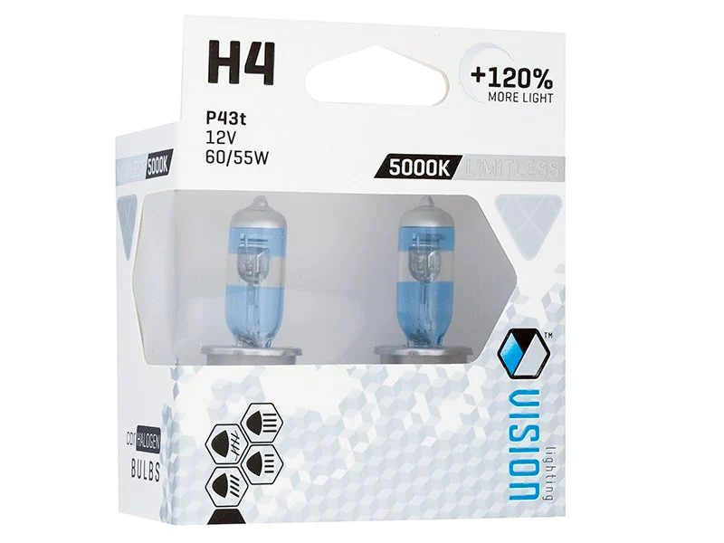 Izzók VISION limitless fehér H4 12V 60 / 55W P43t U E4 + 120%, 2 db