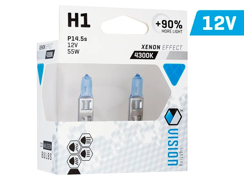 Izzók VISION sarkvidéki fehér H1 12V 55W P14,5s U E4 + 90%, 2 db