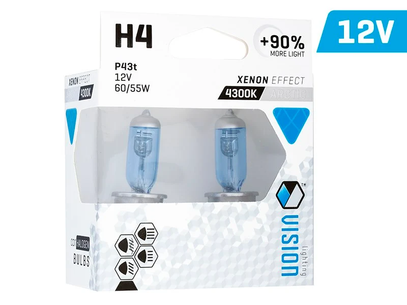 Izzók VISION sarkvidéki fehér H4 12V 60 / 55W P43t U E4 + 90%, 2 db