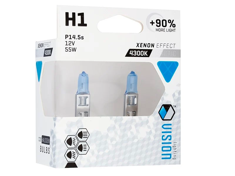 Izzók VISION sarkvidéki fehér H1 12V 55W P14,5s U E4 + 90%, 2 db