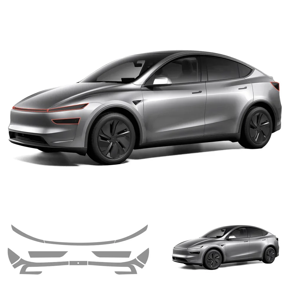 Fényszóró és hátsó lámpa védőfólia készlet Tesla Model Y - Füstölt árnyalat, tartós TPU anyag