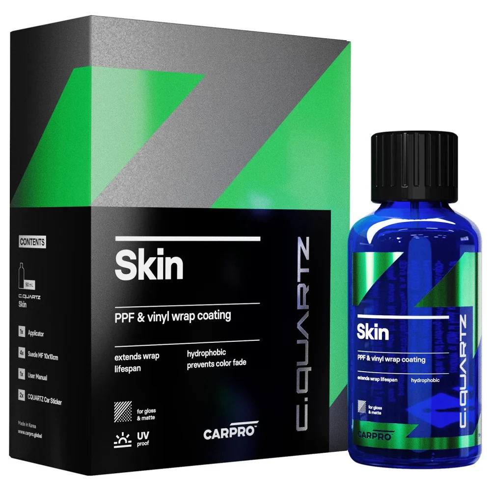 PPF és Vinil Wrap Bevonat Készlet CarPro CQuartz Skin, 50ml
