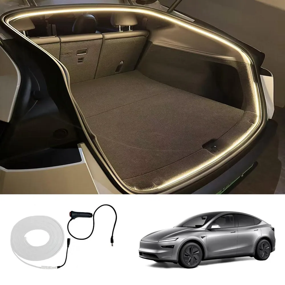 Első és hátsó csomagtér hangulatvilágítás – lágy fényű frissítés Tesla Model Y Juniper 2025+ modellhez