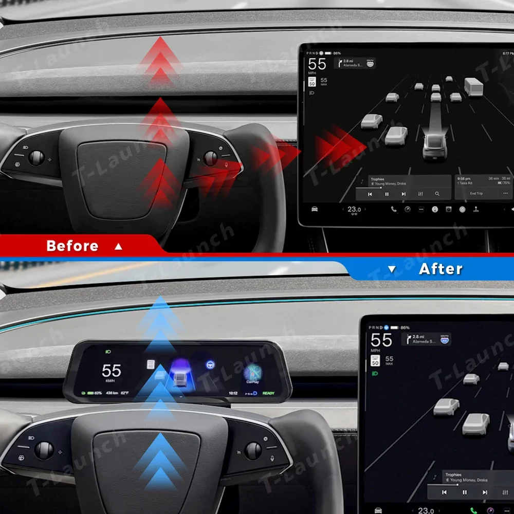 9,6 hüvelykes műszerfal kijelző Tesla Model Y Juniper 2025+-os szabvány Teslaunch