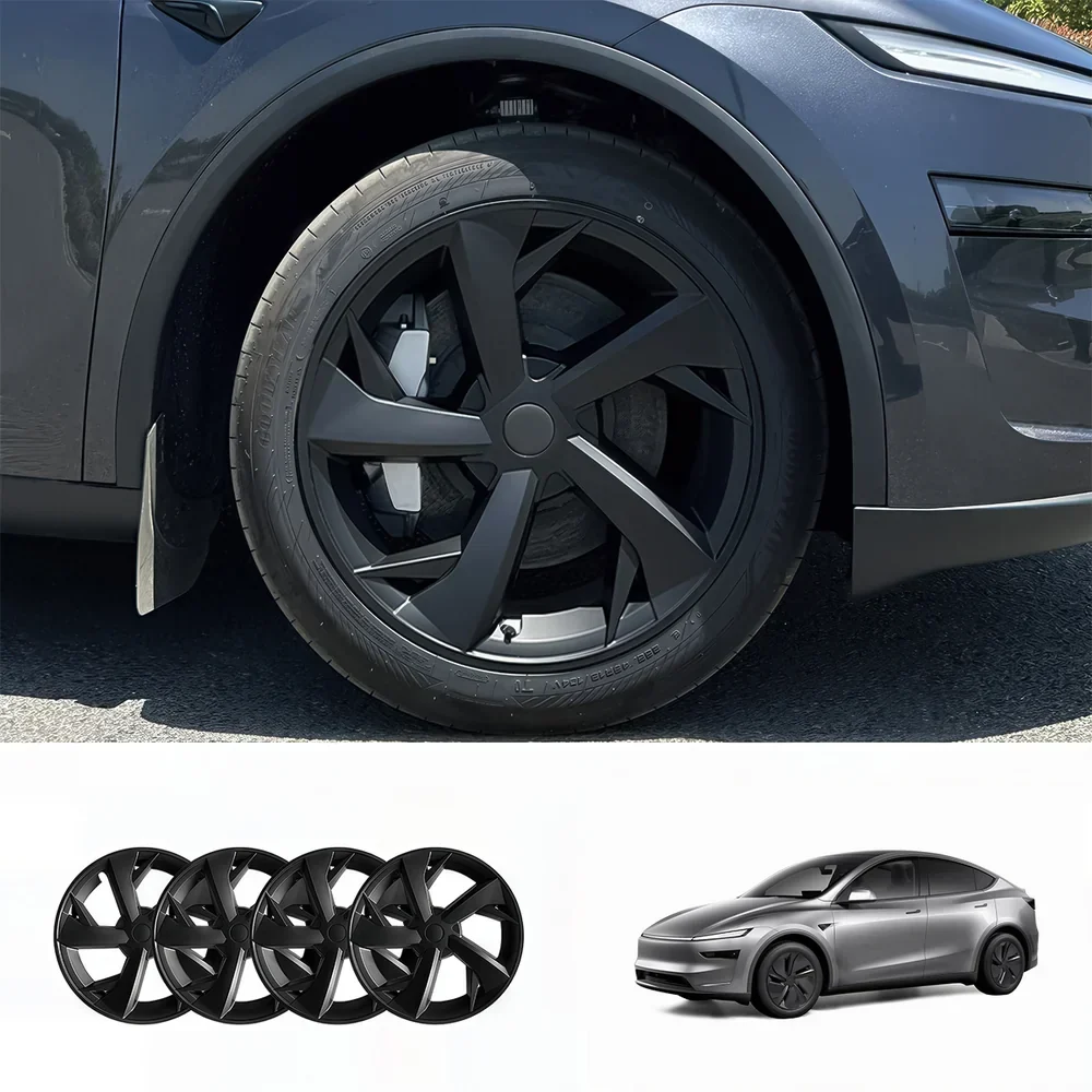 4 darabos rozsdamentes acél 19''-es készlet Tesla Model Y Juniper 2025+ Kerékagyborítások küllős dizájnban