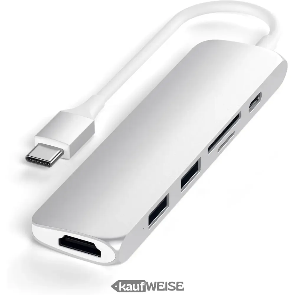Satechi V2 Slim USB-C többportos adapter | 4K 60Hz HDMI és 60W PD | Ezüst