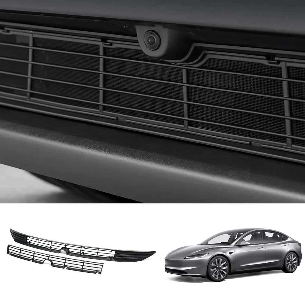 Tesla Model 3 2024+ első lökhárító rozsdamentes acél hűtőrács betét terelőlemez