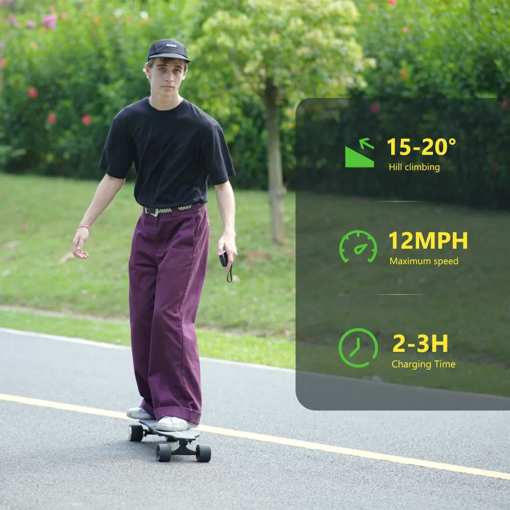 V6 Elektromos Gördeszka Távirányítóval | 8 Rétegű Juharfa & Hordozható iSinwheel