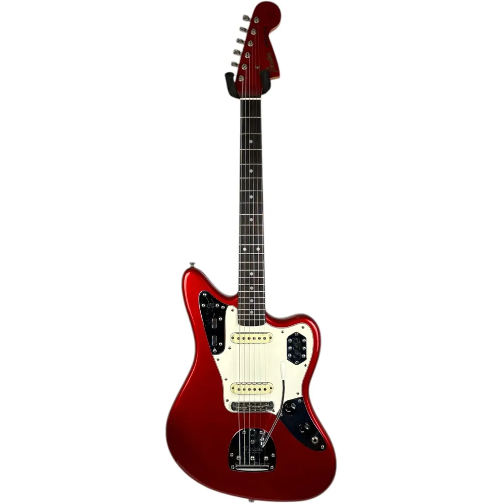Fender Japan 66 Újkiadás Jaguar 1993-1994 - Candy Apple Red - Egyeztetett Fejlap - Vintage