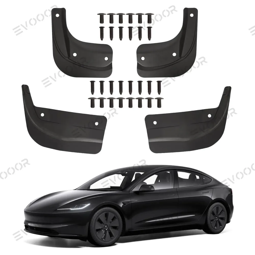 2024+ Tesla Model 3 Highland Sárvédők, fröccsenésvédők, első-hátsó sárvédő készlet, fúrás nélküli sárvédő (4 db)