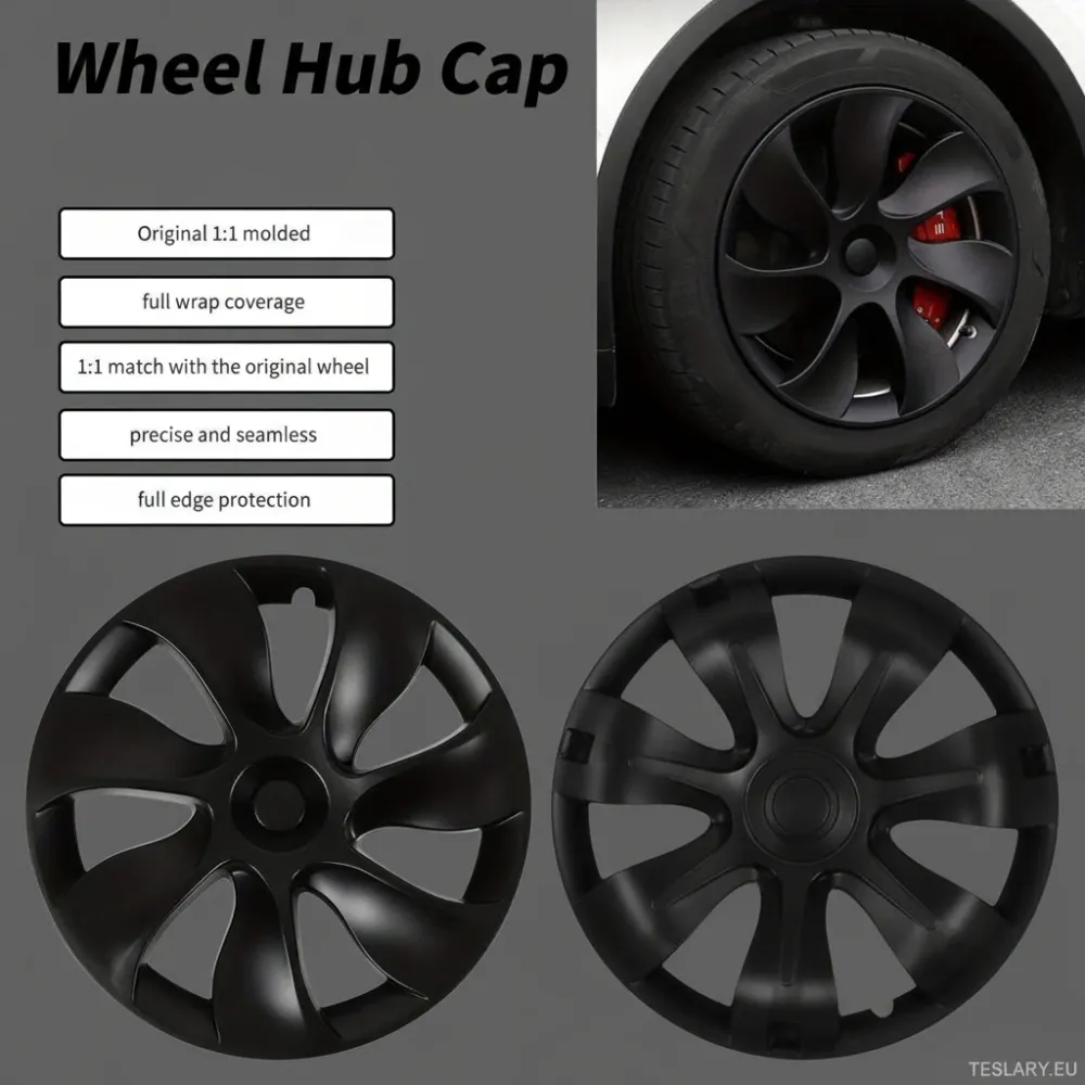 ABS Matte Fekete Autó Hub sapkák, Tesla szimmetrikus kialakítása az Y modellhez 19 hüvelykes kerekekhez, az Y modell friss...