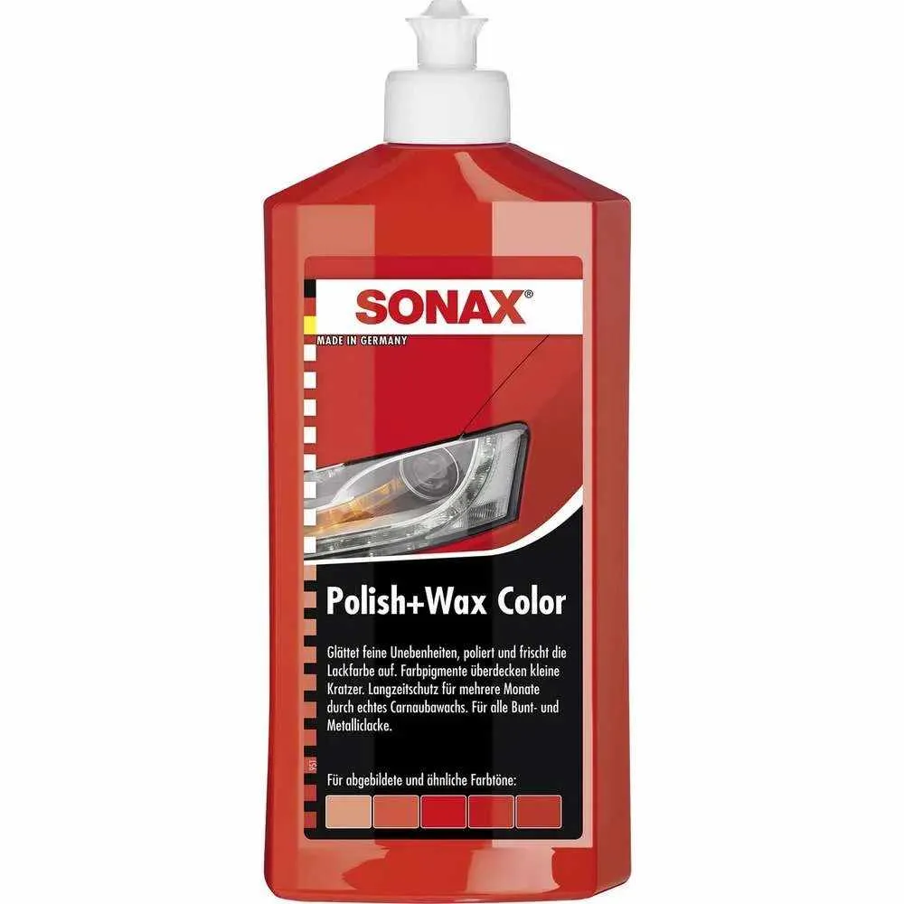 Autófényező és viasz Sonax Polish Wax Color, piros, 250ml