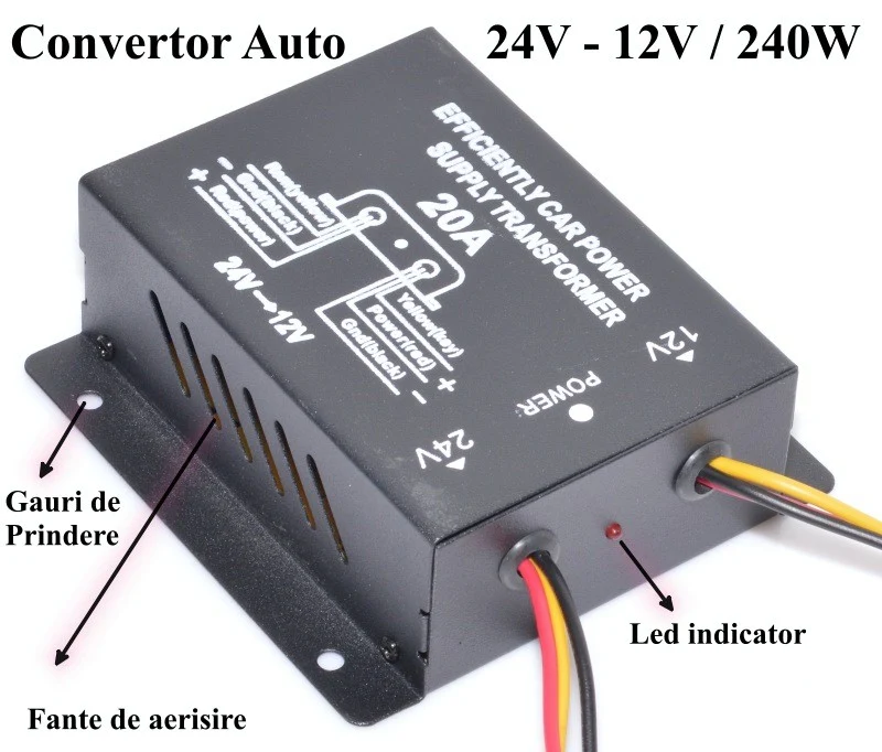 Automatikus feszültségátalakító 24V-12V DC/20A