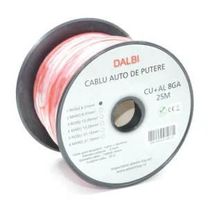 Automatikus tápkábel piros CU+AL 8GA 6,7 mm, 25 m/tekercs