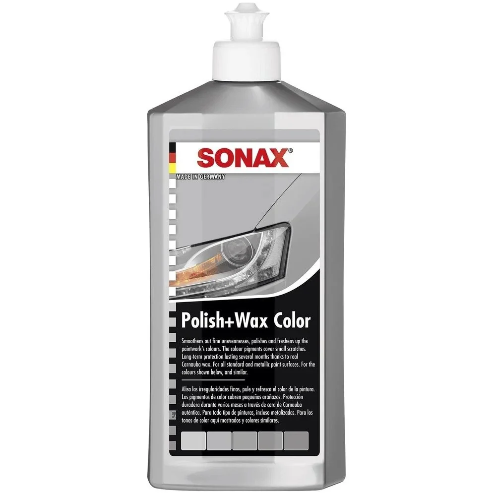 Autópolírozó és viasz Sonax Polish Wax Color, szürke, 500ml