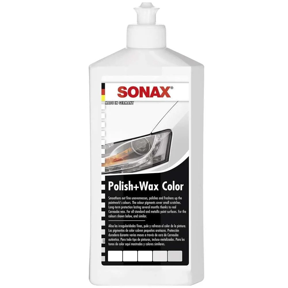 Autópolírozó és viasz Sonax Polish Wax Color, fehér, 500ml