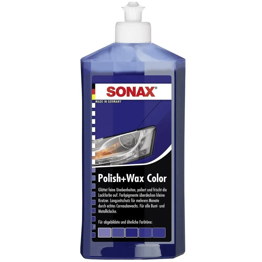 Autópolírozó és viasz Sonax Polish Wax Color, kék, 500ml