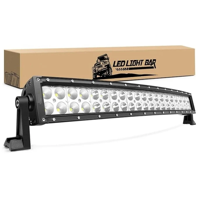Hajlított Led autós projektor, 195 W, három soros árvízvédelem, Osram Led, munkalámpa vezetéshez, terepvilágítás teherautó...