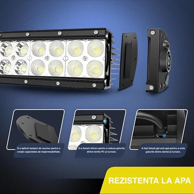 Hajlított Led autós projektor, 260 W, három soros árvízvédelem, Osram Led, munkalámpa vezetéshez, terepvilágítás teherautó...