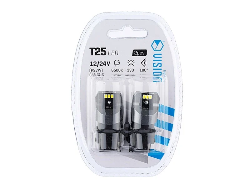 Izzó VISION P27W (T25) 12/24V 6x 3020 SMD LED, nem poláris, CANBUS, fehér, 2 db