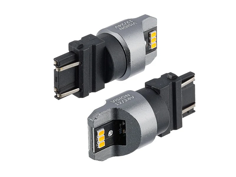 Izzó VISION PY27 / 7W (T25) 12/24V 6x 3020 SMD LED, nem poláris, CANBUS, narancssárga, 2 db