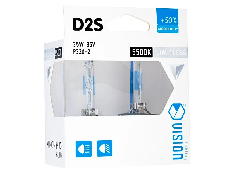 Izzók Xenon VISION D2S 5500K 85V 35W P32d-2 + 50% korlátlan fehér, 2 db
