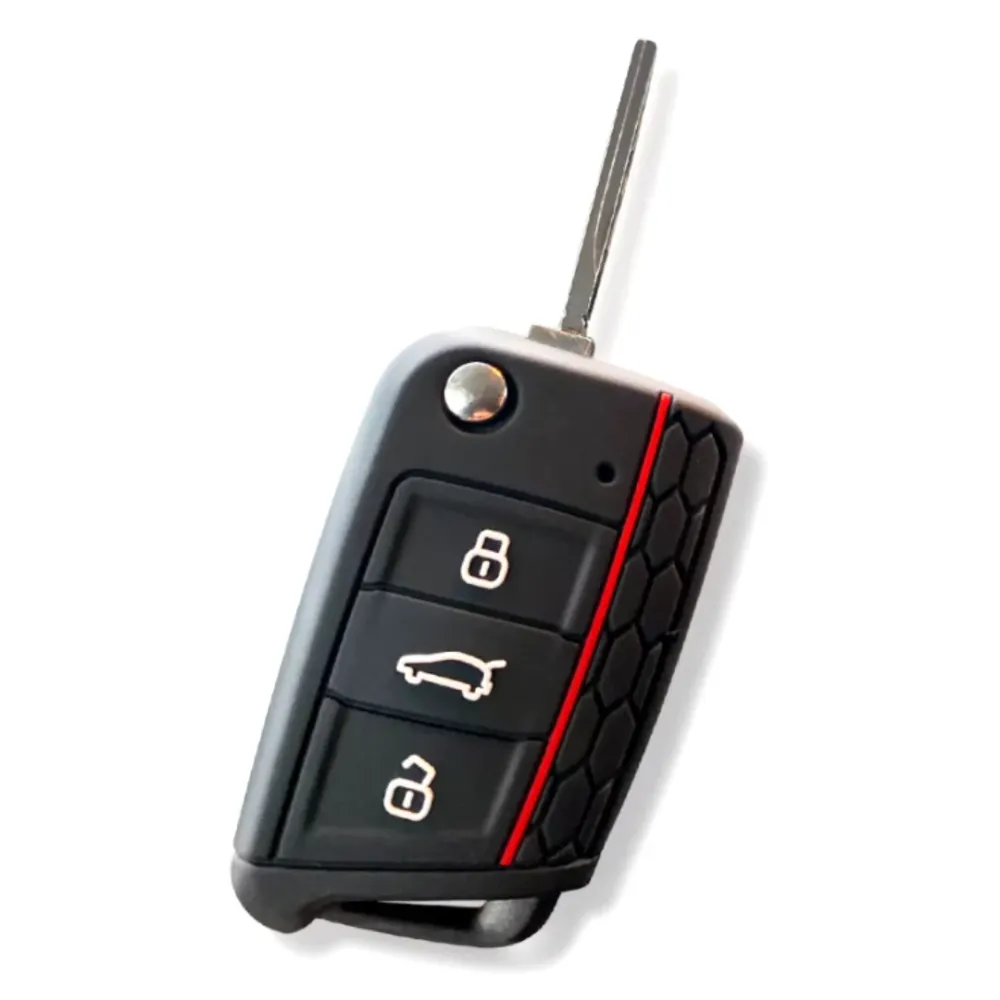 VW kulcs szilikon tok 3 gombos Fekete