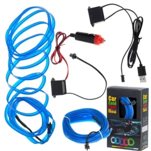 LED környezeti világítás autóhoz / autó USB / 12V szalag 5m kék