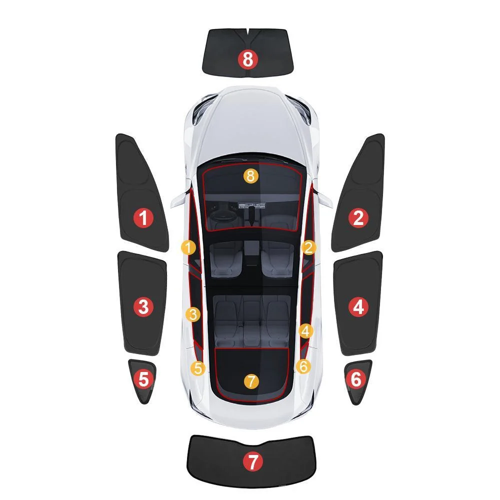 Magánélet és hőszigetelt napellenzők függönyök Tesla Model 3 (2017+) napellenző (2024+-ra alkalmas) Model 3 Highland)