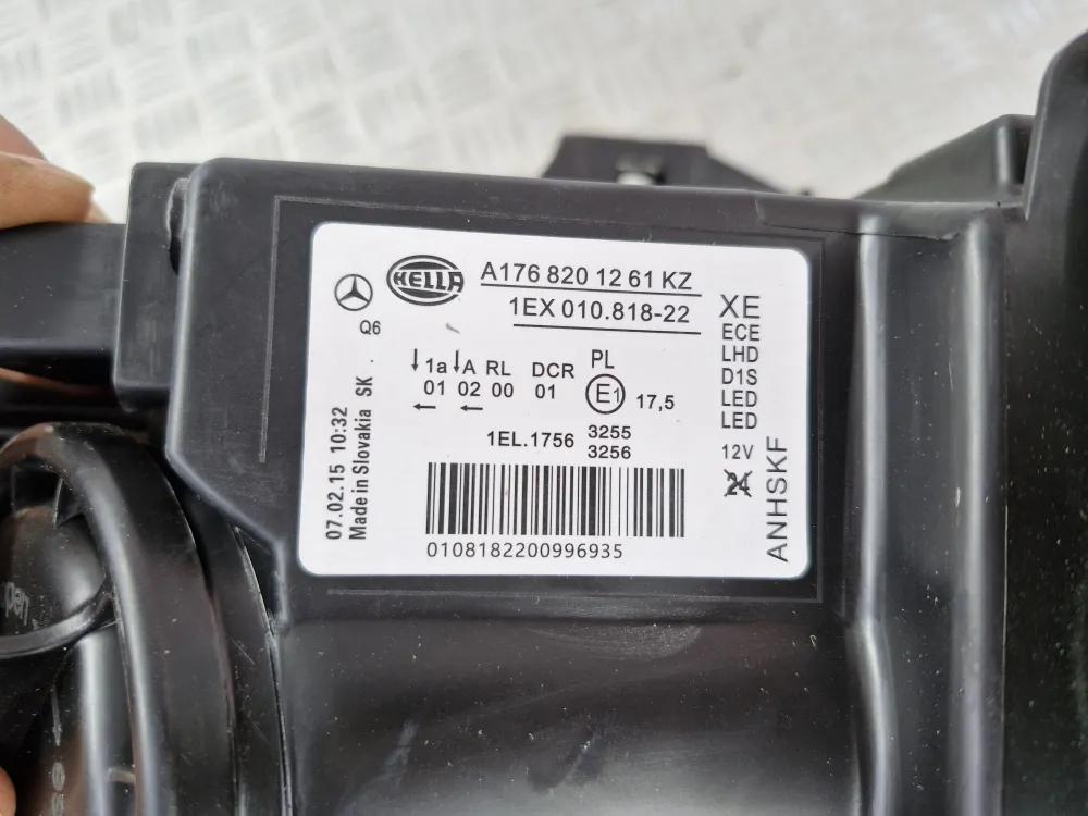 Jobb első fényszóró Mercedes -osztály W176 1. fázis BI-XENON (2012/06-tól 2015/12-ig) eredeti használt cikkszám A176820126...