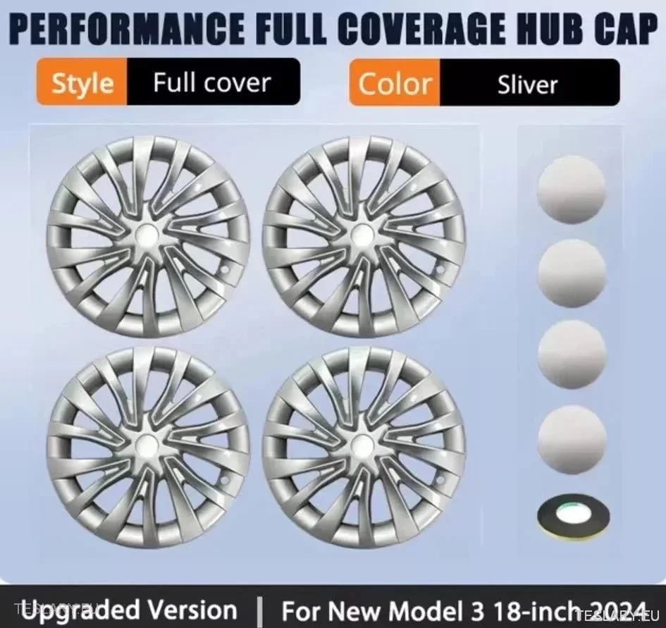 18" Tesla 3 Highland teljes felni ezüst dísztárcsák
