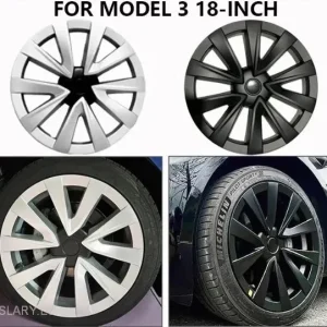 Tesla Model 3 18" Teljes felni ezüst és fekete sport stílusú kerékborítások