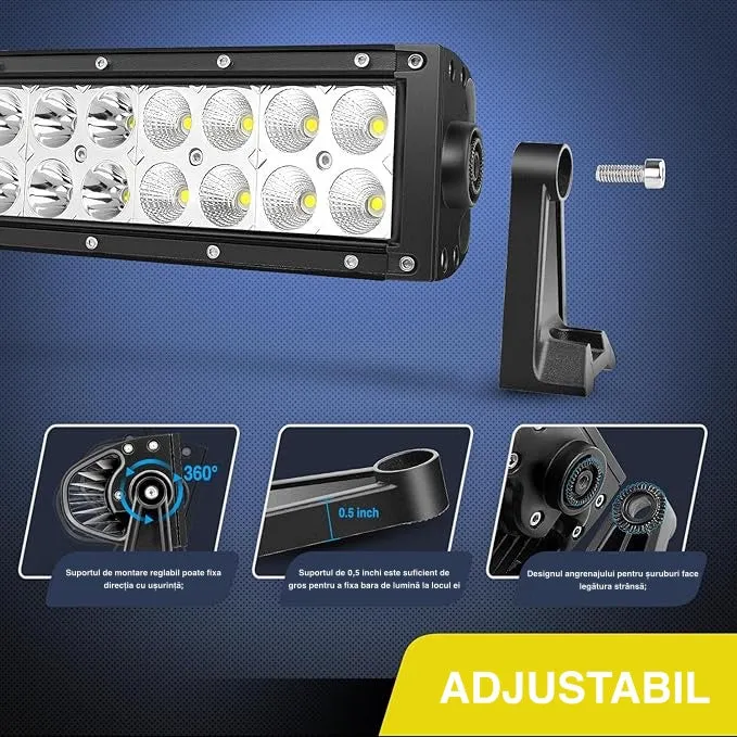 Ívelt Led autós projektor, 312 W, három soros árvízvédelem, Osram Led, munkalámpa vezetéshez, terepvilágítás teherautókhoz...