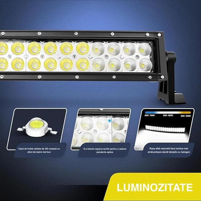 Ívelt Led autós projektor, 312 W, három soros árvízvédelem, Osram Led, munkalámpa vezetéshez, terepvilágítás teherautókhoz...
