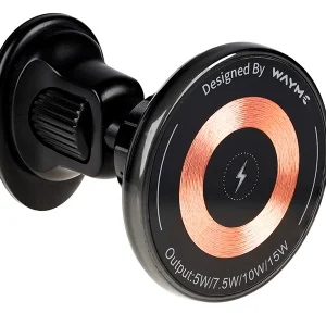 WAYME Mágneses szellőzőtartó 15W-os induktív töltővel + USB-C > USB-C kábel 100 cm