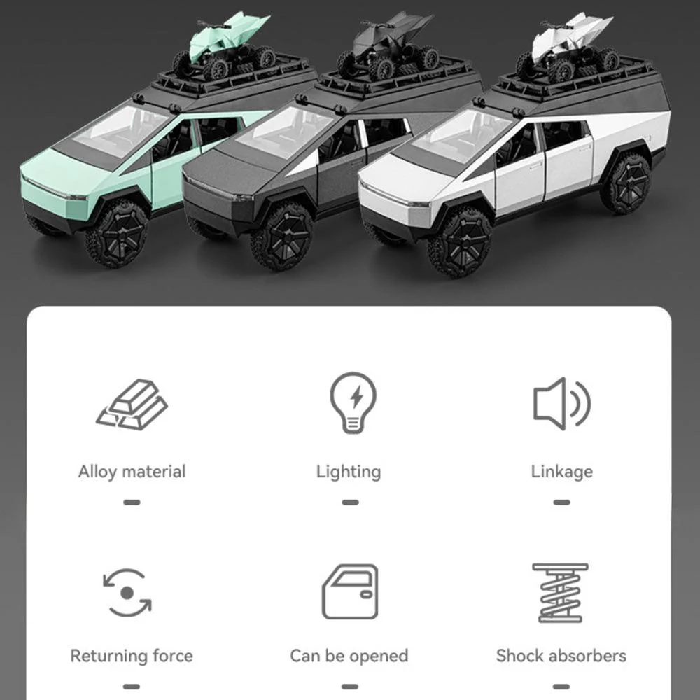 Cybertruck 1/24 Pickup Camping RV Alloy Car Model Teslaunch